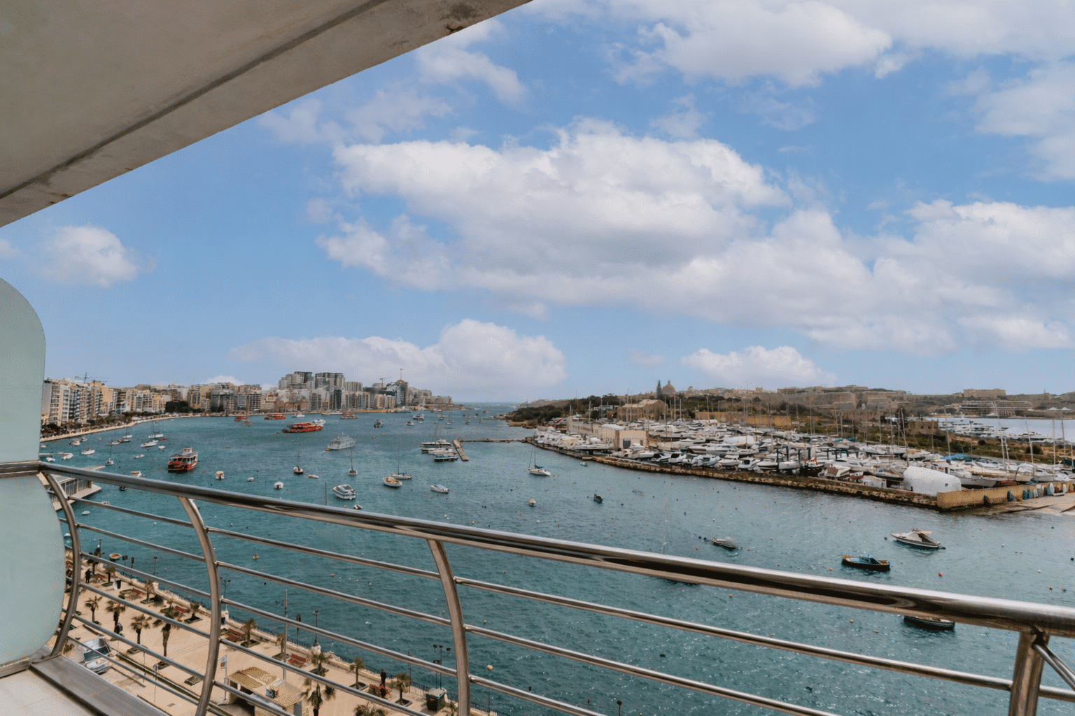 Scenic harbour view with boats.