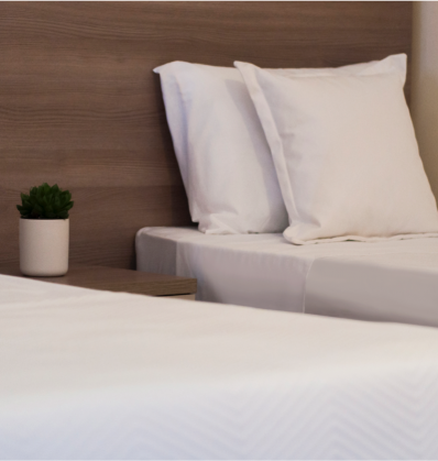 St Blubay suite's bed with two clean pillows