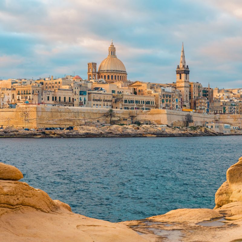 an image of Valletta views with the sea and buildings that shows capital of Malta to tourists who come to Malta