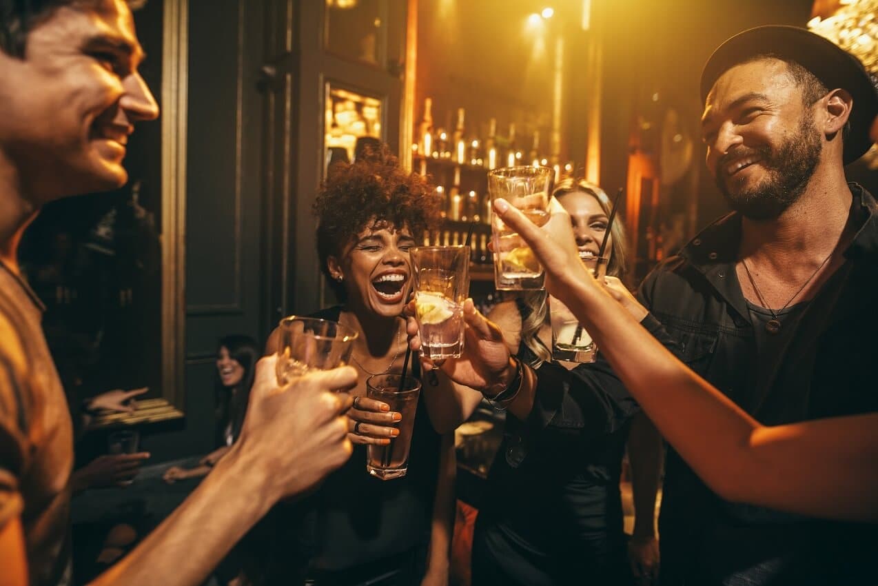 Young men and women enjoying new year eve in Malta